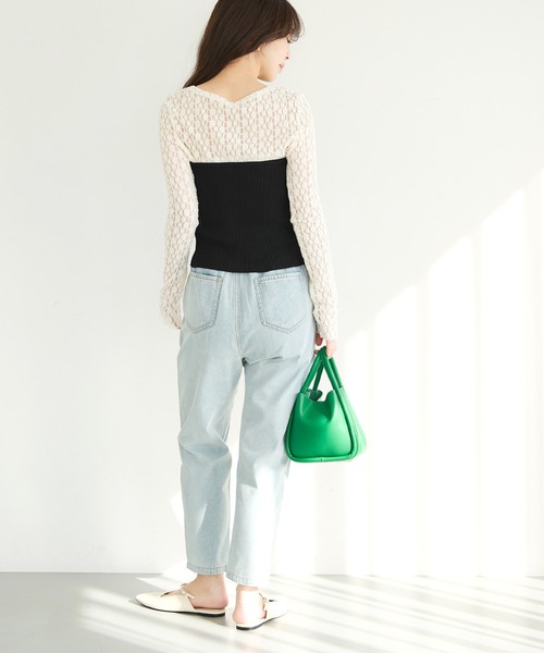 coca（coca）（コカ）の「【WEB限定セール】フロントジップニットビスチェ（チューブトップ・レディース・グレー/ブラック・ONE SIZE）」の5枚目の写真