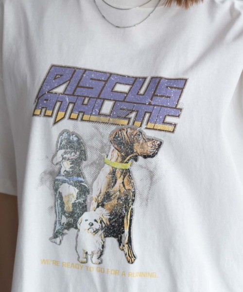 DISCUS(ディスカス)の「DISCUS イヌ アニマル プリントBIG 五分袖Tシャツ(Tシャツ/カットソー・レディース・ホワイト/チャコールグレー・L/M)」の6枚目の写真