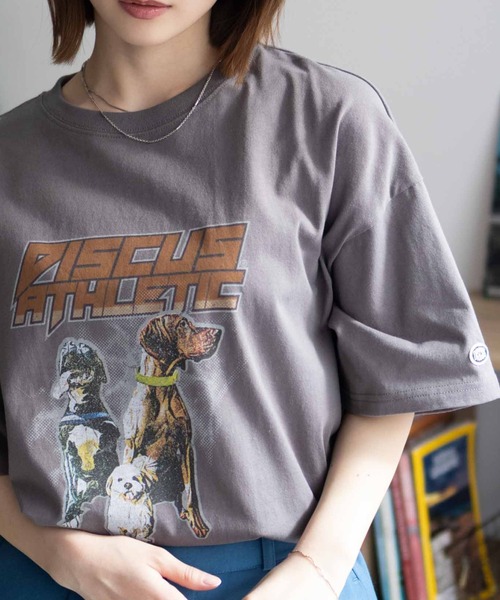 DISCUS(ディスカス)の「DISCUS イヌ アニマル プリントBIG 五分袖Tシャツ(Tシャツ/カットソー・レディース・ホワイト/チャコールグレー・L/M)」の10枚目の写真