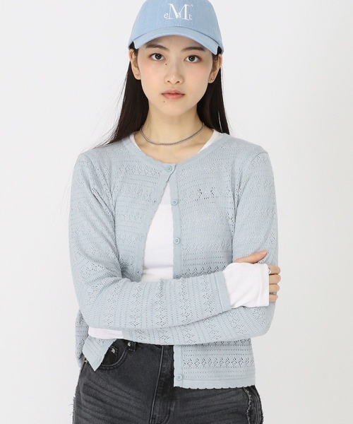 3.3 Field Trip (3.3フィールドトリップ)の「3.3 Field Trip/パンチングカーディガン(カーディガン/ボレロ・レディース・ライトブルー/アイボリー・FREE)」の1枚目の写真