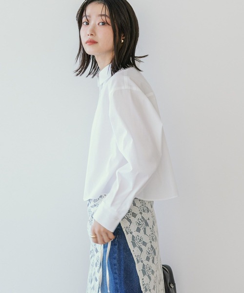 AMERICAN HOLIC(アメリカンホリック)の「クロップドシャツ(シャツ/ブラウス・レディース・イエロー/オフホワイト/ストライプ・L/M)」の5枚目の写真