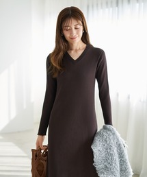 STYLE DELI | リブ編みVネックロングワンピース(ワンピース)