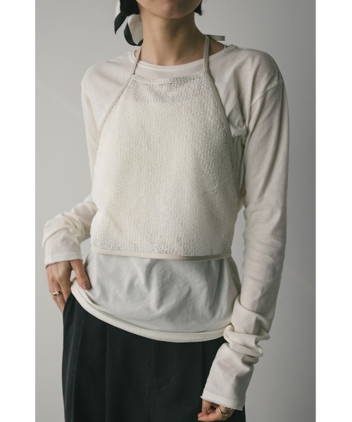 STYLEMIXER（スタイルミキサー）の「ホルターレースセットトップ【春服】新作ビスチェセット（Tシャツ/カットソー・レディース・ブラック/サックスブルー/ホワイト・FREE）」の2枚目の写真