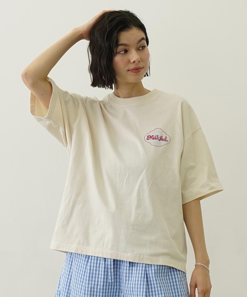 MILKFED.（ミルクフェド）の「ICE CREAM WIDE S/S TEE（Tシャツ/カットソー・レディース・ライトピンク/ブラック/オフホワイト・L/M）」の5枚目の写真