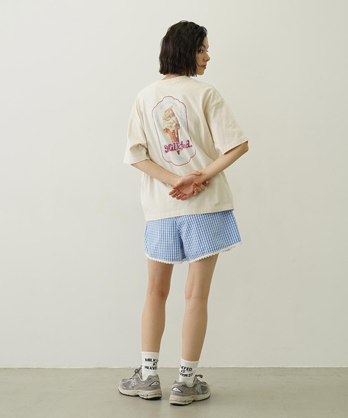 ミルクフェド MILKFED. ICE CREAM WIDE S/S TEE アイスクリーム ワイド 半袖 Tシャツ ユニセックス バックロゴ 大人 人気 レディース ブランド 正規 ICE CREAM WIDE S/S TEE（Tシャツ/カットソー）｜MILKFED