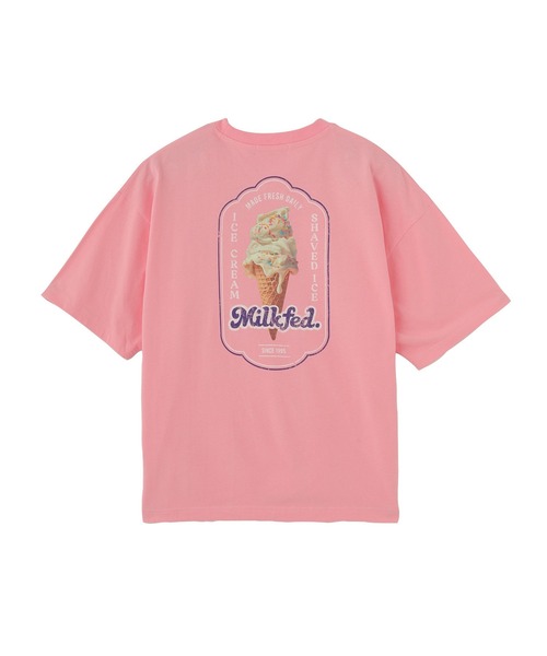 ミルクフェド MILKFED. ICE CREAM WIDE S/S TEE アイスクリーム ワイド 半袖 Tシャツ ユニセックス バックロゴ 大人 人気 レディース ブランド 正規 ICE CREAM WIDE S/S TEE（Tシャツ/カットソー）｜MILKFED