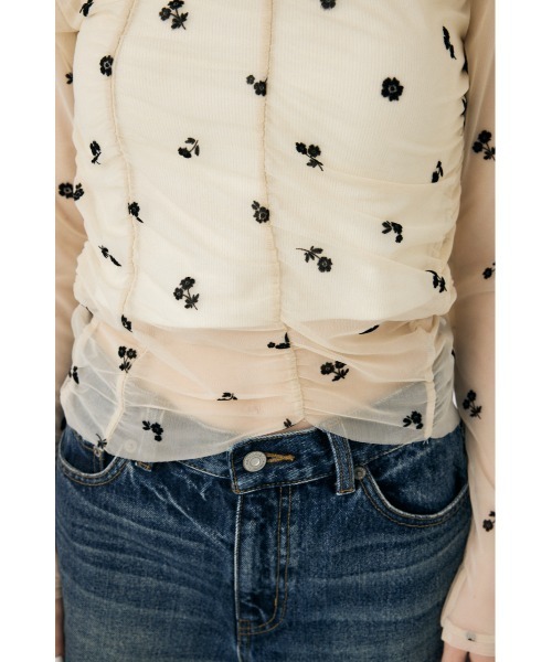 moussy｜FLORAL TULLE GATHER ロングスリーブTシャツ | Rakuten