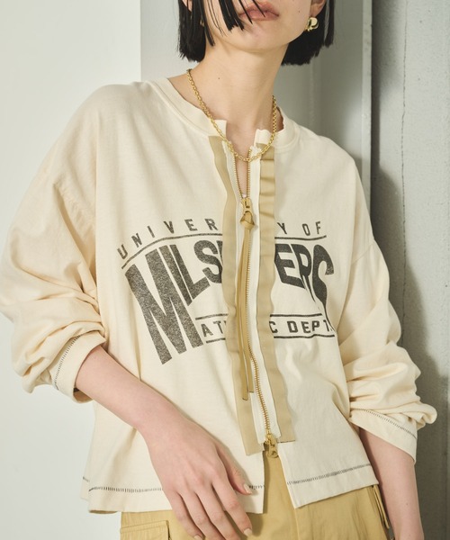 kha:ki(カーキ)の「「KHA:KI / カーキ」 リメイクTEEカーディガン REMAKE TEE CARDIGAN(カーディガン/ボレロ・レディース・ブラック/オフホワイト/サンドベージュ・1)」の11枚目の写真