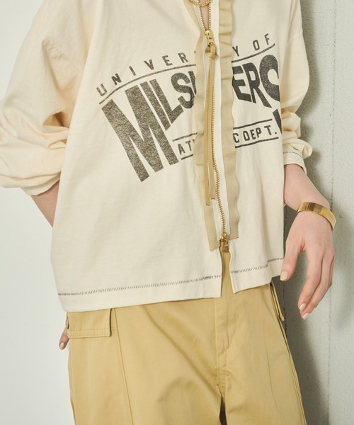 kha:ki(カーキ)の「「KHA:KI / カーキ」 リメイクTEEカーディガン REMAKE TEE CARDIGAN(カーディガン/ボレロ・レディース・ブラック/オフホワイト/サンドベージュ・1)」の17枚目の写真