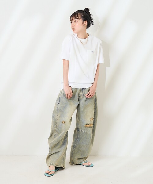 LACOSTE/ラコステ ワンポイントポケットTシャツ/アウトライン