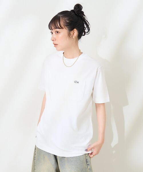 tシャツ LACOSTE/ラコステ ワンポイントポケットTシャツ/アウトラインクロックポケットTシャツ レディース FREAK'S STORE tシャツ LACOSTE/ラコステ ワンポイントTシャツ