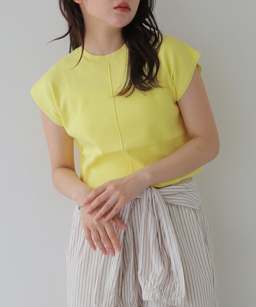 cheriella(シェリエラ)の「【cheriella】新色追加!ベーシックサマーニット4 BASIC SUMMER KNIT 4(ニット/セーター・レディース・チャコールグレー/アイボリー/ブラック/ネイビー/ミント/レモンイエロー・M)」の6枚目の写真