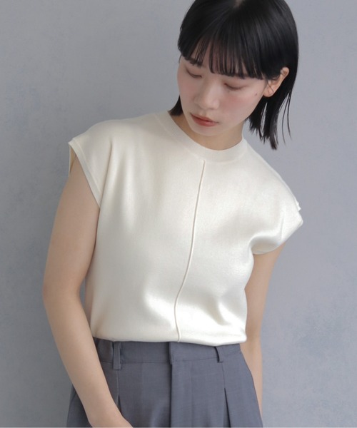 cheriella(シェリエラ)の「【cheriella】新色追加!ベーシックサマーニット4 BASIC SUMMER KNIT 4(ニット/セーター・レディース・チャコールグレー/アイボリー/ブラック/ネイビー/ミント/レモンイエロー・M)」の2枚目の写真