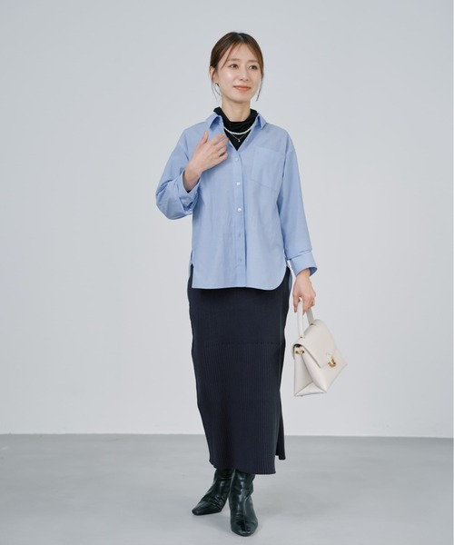 COHINA(コヒナ)の「コットンブレンドリブIラインスカート 【低身長・小柄女性】(スカート・レディース・ブラウン/ブラック/ベージュ・REGULAR/SHORT)」の5枚目の写真