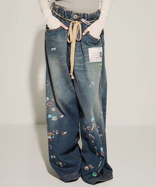 パンツ MIHARA YASUHIRO Sticker Prints Denim パンツ MIHARA YASUHIRO Sticker Prints Denim M Maison MIHARA
