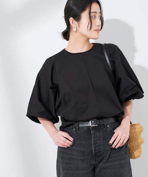 journal standard L'essage（ジャーナルスタンダードレサージュ）の「デザインフォルムカットソー（Tシャツ/カットソー・レディース・ベージュ/ブラック/ホワイト・FREE）」の3枚目の写真