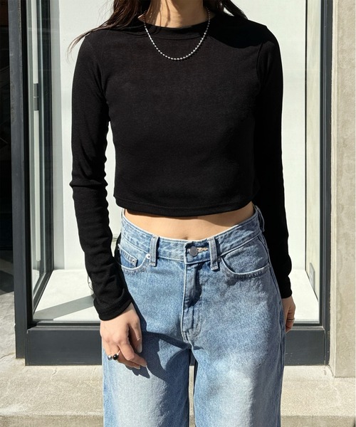 LE MORE（リモア）の「ベーシックショートトップス（Tシャツ/カットソー・レディース・グレー/ブラック・FREE）」の18枚目の写真