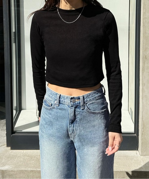 LE MORE（リモア）の「ベーシックショートトップス（Tシャツ/カットソー・レディース・グレー/ブラック・FREE）」の19枚目の写真