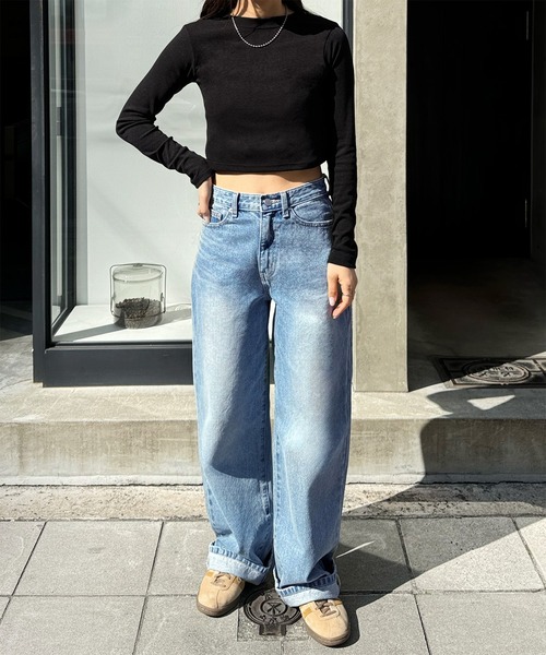 LE MORE（リモア）の「ベーシックショートトップス（Tシャツ/カットソー・レディース・グレー/ブラック・FREE）」の20枚目の写真