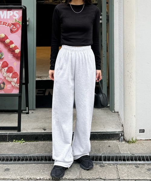 LE MORE（リモア）の「ベーシックショートトップス（Tシャツ/カットソー・レディース・グレー/ブラック・FREE）」の7枚目の写真