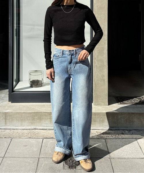 LE MORE（リモア）の「ベーシックショートトップス（Tシャツ/カットソー・レディース・グレー/ブラック・FREE）」の10枚目の写真