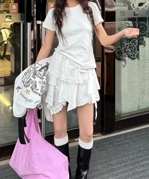 gossip!ロサンゼルス(ゴシップロサンゼルス)の「Y2K 個性 ティアードフリルミニスカート(スカート・レディース・ホワイト・FREE)」の5枚目の写真