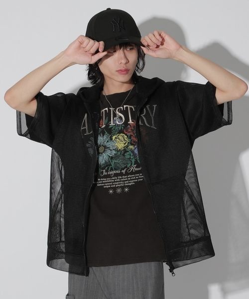 Anui（アニュイ）の「【UNISEX】メッシュジップパーカー（パーカー・レディース・ブラック/アイボリー・MEDIUM）」の7枚目の写真