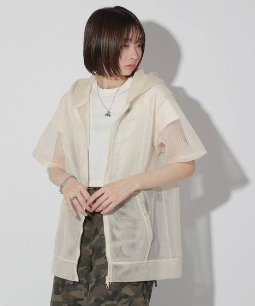Anui（アニュイ）の「【UNISEX】メッシュジップパーカー（パーカー・レディース・ブラック/アイボリー・MEDIUM）」の15枚目の写真