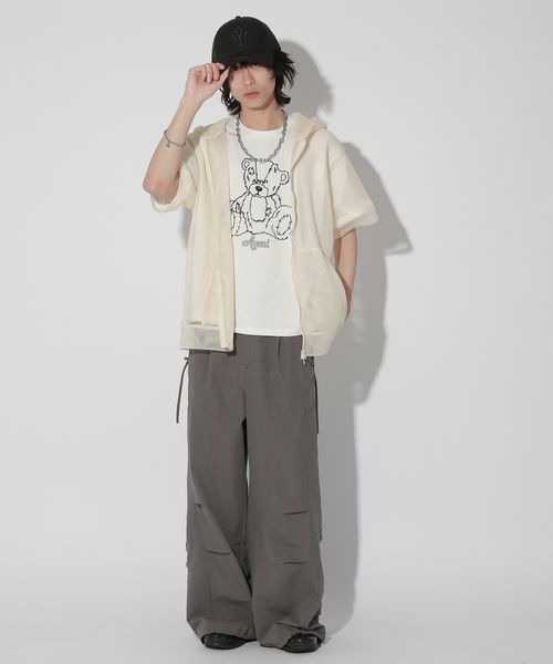 ANTI VINTAGE ネット　メッシュ　ジップアップ　パーカー VINTAGE クロス刺繍 ジップパーカー T1390 | wshot