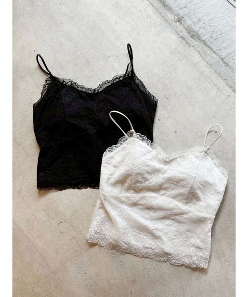 dazzlin（ダズリン）の「カップ付レースキャミソール（Tシャツ/カットソー・レディース・ブラック/オフホワイト・FREE）」の3枚目の写真