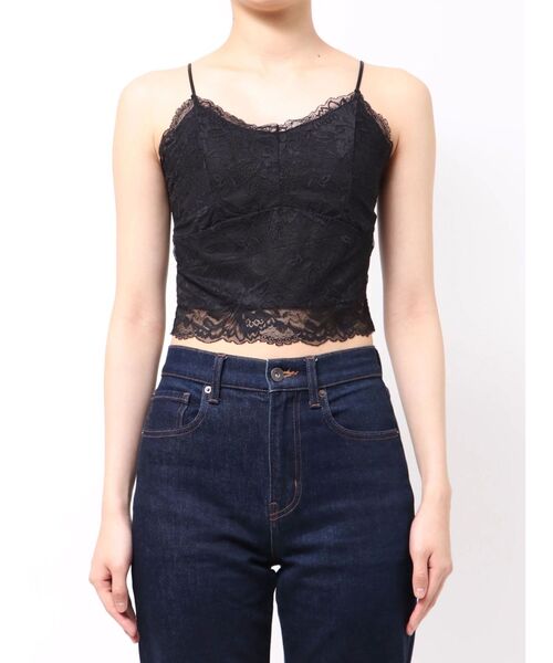 dazzlin（ダズリン）の「カップ付レースキャミソール（Tシャツ/カットソー・レディース・ブラック/オフホワイト・FREE）」の4枚目の写真