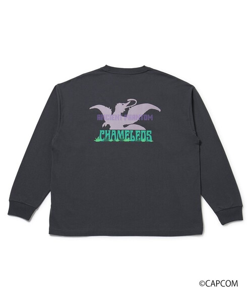 j.n.r.d(ジェー・エヌ・アール・ディー)の「【MONSTER HUNTER×j.n.r.d】オオナズチ ロングスリーブTシャツ(Tシャツ/カットソー・メンズ・チャコールグレー/カーキ・L/M/LL)」の1枚目の写真