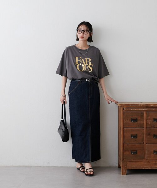 DISCOAT（ディスコート）の「【WEB限定】ヒビワレロゴ箔プリントTシャツ《ユニセックス》（Tシャツ/カットソー・レディース・チャコールグレー/オフホワイト・FREE/SMALL）」の10枚目の写真