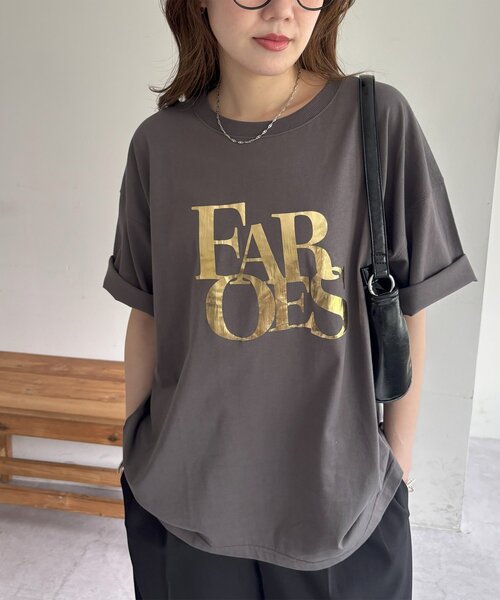 DISCOAT（ディスコート）の「【WEB限定】ヒビワレロゴ箔プリントTシャツ《ユニセックス》（Tシャツ/カットソー・レディース・チャコールグレー/オフホワイト・FREE/SMALL）」の14枚目の写真