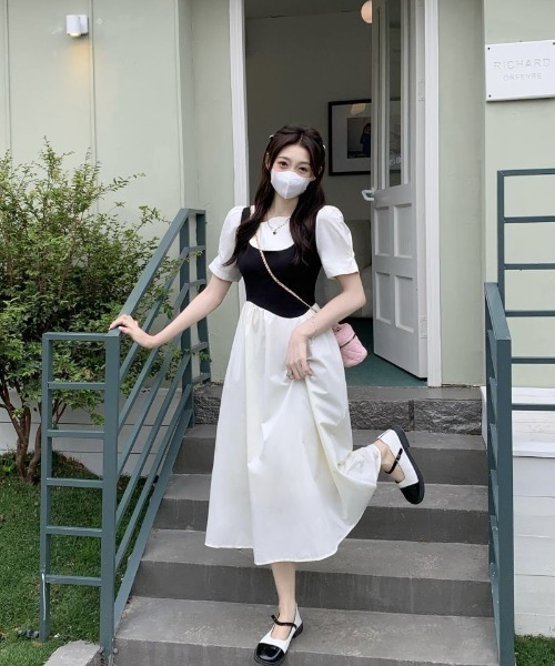 SHEPP(シープ)の「配色ドッキングワンピース(ワンピース・レディース・アイボリー・F)」の4枚目の写真