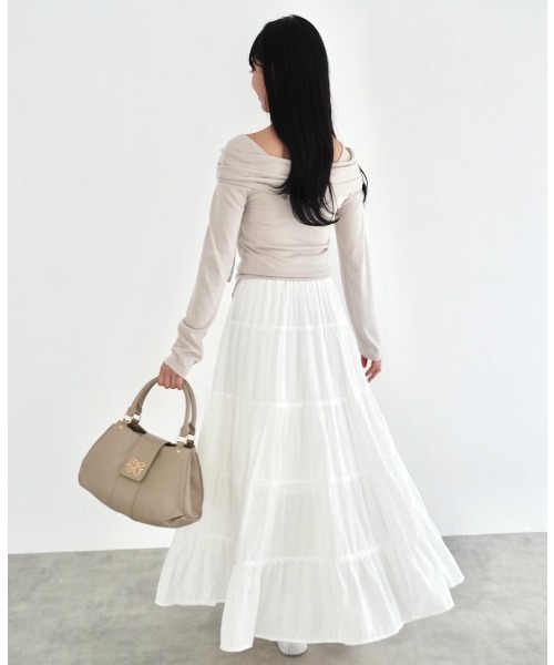 mellowneon（メロウネオン）の「アシメリボンカットソー（Tシャツ/カットソー・レディース・ベージュ/アイボリー/ブラック・FREE）」の10枚目の写真