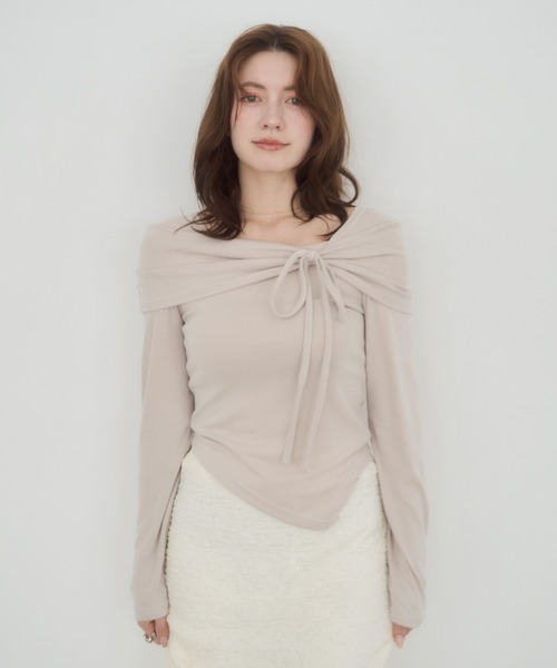 mellowneon（メロウネオン）の「アシメリボンカットソー（Tシャツ/カットソー・レディース・ベージュ/アイボリー/ブラック・FREE）」の20枚目の写真