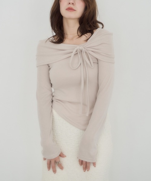 mellowneon（メロウネオン）の「アシメリボンカットソー（Tシャツ/カットソー・レディース・ベージュ/アイボリー/ブラック・FREE）」の21枚目の写真