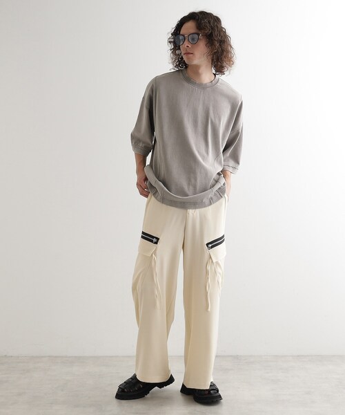 tk.TAKEO KIKUCHI（ティーケータケオキクチ）の「AラインサイドZIPカーゴパンツ（カーゴパンツ・メンズ・ブラック/オフホワイト/チャコールグレー・02/03）」の7枚目の写真