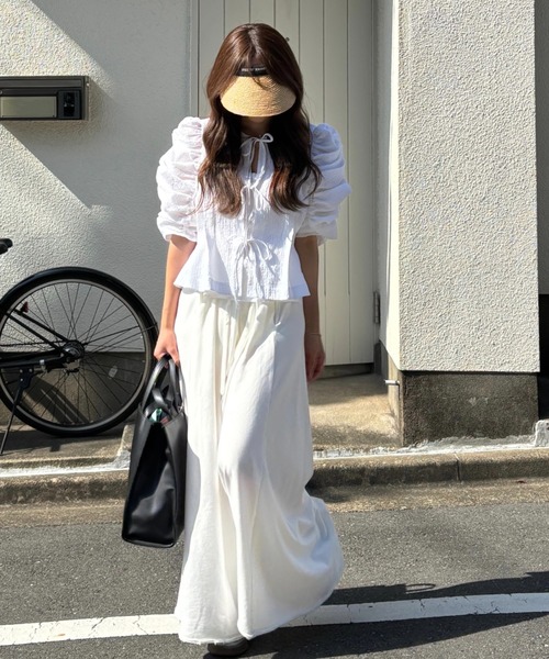シートーキョー mary white ギャザーロングスリーブブラウス F 白 シートーキョー mary white ギャザーロングスリーブブラウス F 白の