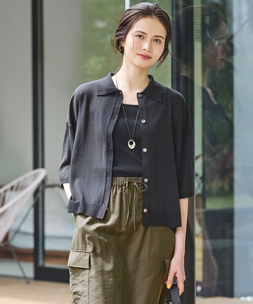 23区(ニジュウサンク)の「【SLOW/一部店舗限定】シアーサマー ニット(ニット/セーター・レディース・ホワイト系/ブラック系・38)」の2枚目の写真