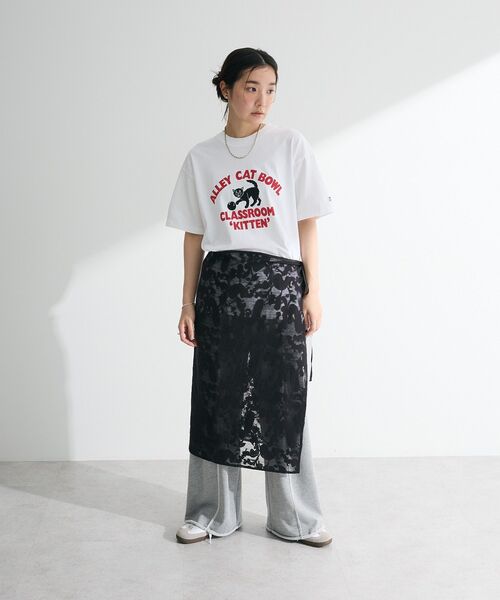 Green　Parks（グリーンパークス）の「レース巻きスカート（スカート・レディース・アイボリー/ブラック・FREE）」の4枚目の写真