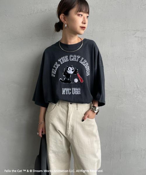 JEANS FACTORY Clothes（ジーンズファクトリークローズ）の「[JEANS FACTORY CLOTHES/ジーンズファクトリークローズ] FILEX A ダメージキャラクターTシャツ（Tシャツ/カットソー・レディース・ブラック・S/M/L）」の15枚目の写真