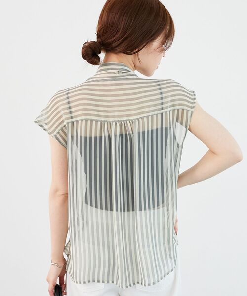 le.coeur blanc（ルクールブラン）の「《手洗い可能》楊柳シアーストライプボウタイブラウス（シャツ/ブラウス・レディース・グレー系その他/ブルー系その他3・38）」の19枚目の写真