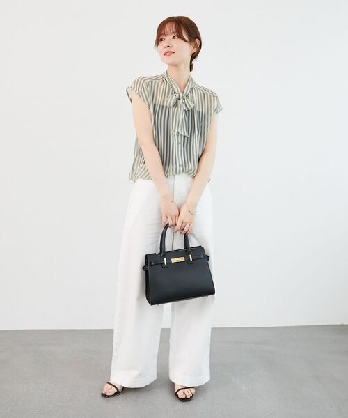 le.coeur blanc（ルクールブラン）の「《手洗い可能》楊柳シアーストライプボウタイブラウス（シャツ/ブラウス・レディース・グレー系その他/ブルー系その他3・38）」の20枚目の写真