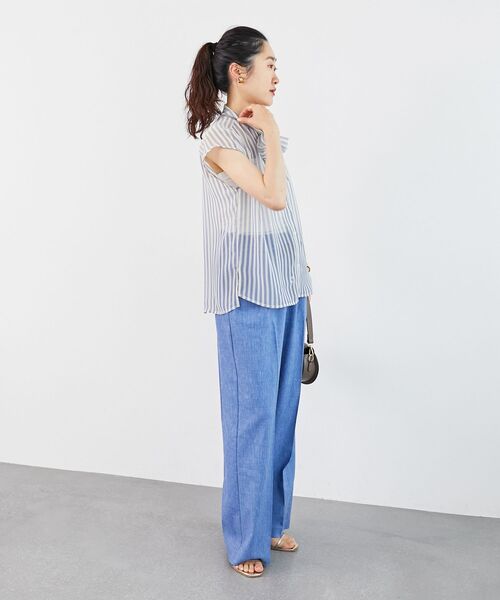 le.coeur blanc（ルクールブラン）の「《手洗い可能》楊柳シアーストライプボウタイブラウス（シャツ/ブラウス・レディース・グレー系その他/ブルー系その他3・38）」の7枚目の写真