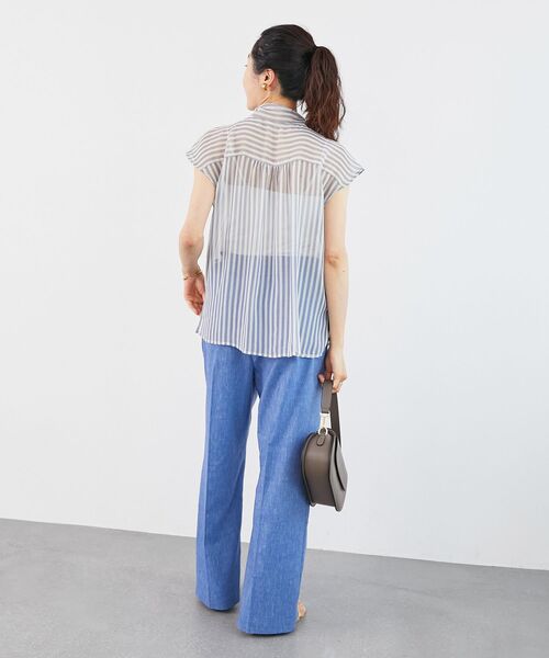 le.coeur blanc（ルクールブラン）の「《手洗い可能》楊柳シアーストライプボウタイブラウス（シャツ/ブラウス・レディース・グレー系その他/ブルー系その他3・38）」の8枚目の写真