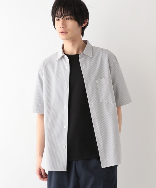 GLOBAL WORK(グローバルワーク)の「快適サマーシャツ/サッカー/288184(シャツ/ブラウス・メンズ・ネイビー/ブルー系その他/グリーン/チャコールグレー×ブラック/ホワイト×グレー・SMALL/MEDIUM/LARGE/X-LARGE)」の2枚目の写真