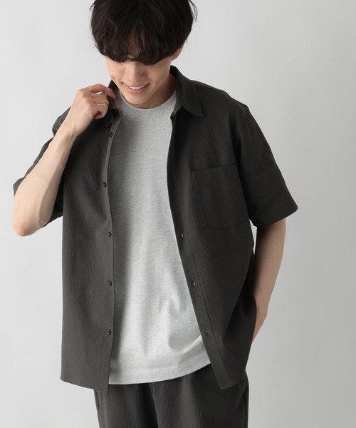 GLOBAL WORK(グローバルワーク)の「快適サマーシャツ/サッカー/288184(シャツ/ブラウス・メンズ・ネイビー/ブルー系その他/グリーン/チャコールグレー×ブラック/ホワイト×グレー・SMALL/MEDIUM/LARGE/X-LARGE)」の15枚目の写真