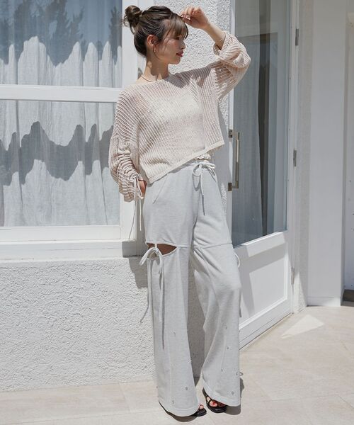 MAJESTIC LEGON(マジェスティックレゴン)の「スリットビジュースウェットパンツ(スウェットパンツ・レディース・オートミール/ピンク/グレー・MEDIUM/SMALL)」の22枚目の写真